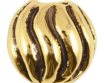 Casting Beads-10mm Round Spiral-Antique Gold-Quantity 1