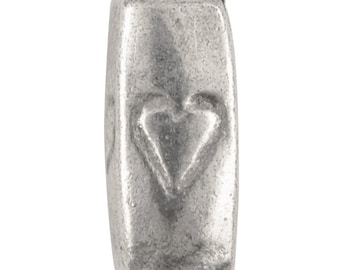 Casting-5x11mm Heart Tube-Antique Silver-Quantity 1