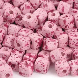 Ceramic Beads-7mm Cube-Bebe Smile-Quantity 2