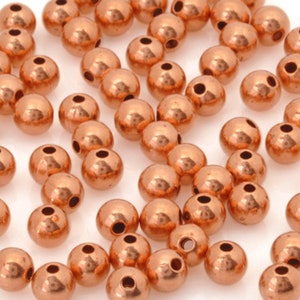 Brass-Metal Beads-5mm Round Seamed-Copper-Quantity 10