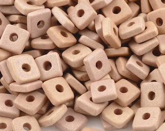 Ceramic Beads-6mm Square Disc-Sienna Pink-Quantity 50