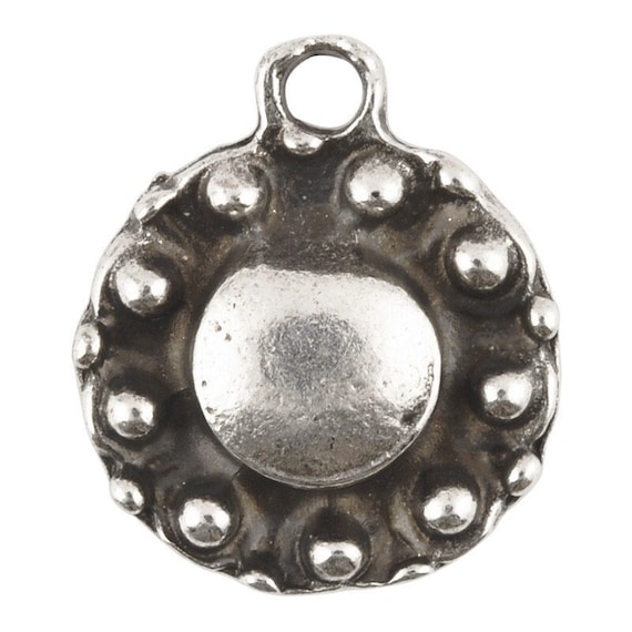 Casting Charms Wholesale-14x17mm Round Granulated Frame-antique