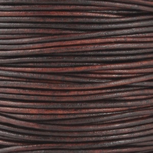 Leather Cord-Round-3mm Soft-Natural Antique Brown-10 Meter Spool