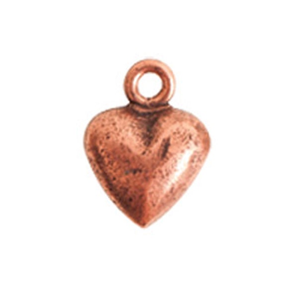 Pewter-12mm Heart Covered With Tiny Beads-Antique Gold - Tamara