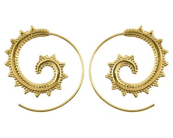 Finished Jewelry-Brass Victorian Gold Spiral Earrings-One Pair