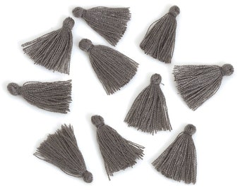 Supplies-20mm Mini Cotton Tassel-Dark Grey-Quantity 10