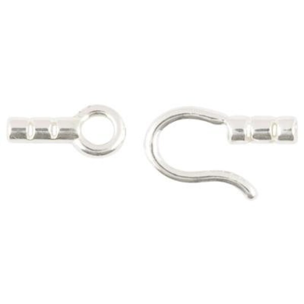 Findings-0.6mm Crimp Cord End And Hook-(Fits 0.5mm Cording)-Sterling Silver-Quantity One Set