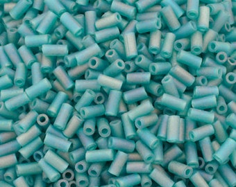 Seed Beads-3mm Bugle-2405FR Matte Transparent Teal AB-Miyuki-7 Grams