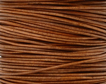 Leather Cord-Round-6mm Soft-Natural Light Brown-5 Meter Spool