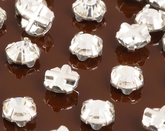 Beads-4.7mm Crystal Rhinestone Montees-Silver-Quantity 4