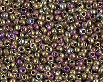 Seed Beads-15/0 Round-188 Metallic Purple Gold Iris-Miyuki-7 Grams