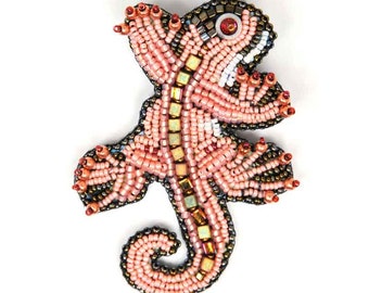 Designs-Bead Kit Only-Lizzie Bead Embroidery Pin-Salmon-Pattern Sold Separately