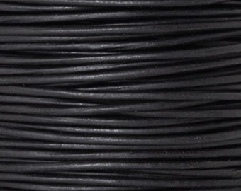 Leather Cord-3mm Round-Soft-Natural Black-2 Meters