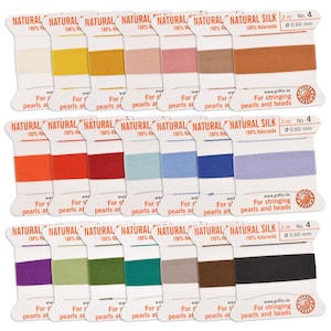 Griffin Silk Bead Cord Sample Pack, Size 4 (.60mm), 21 Colors, Pearl Knotting Thread