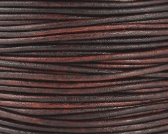 Leather Cord-1mm Round-Soft-Natural Antique Brown-50 Meter Spool