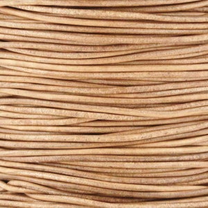 Leather Cord-1mm Round-Soft-Natural-50 Meter Spool