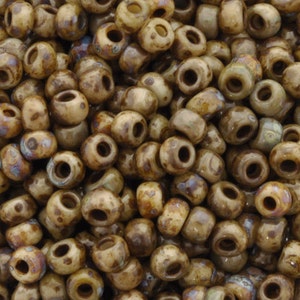 Seed Beads-11/0 Round-4517 Opaque Brown Picasso-Miyuki-16 Grams