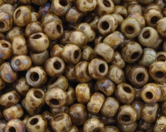 Seed Beads-11/0 Round-4517 Opaque Brown Picasso-Miyuki-16 Grams