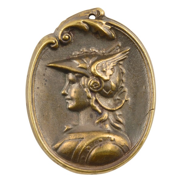 Casting-32x42mm Mercury In Winged Helmet Cameo-Antique Bronze-Quantity 1