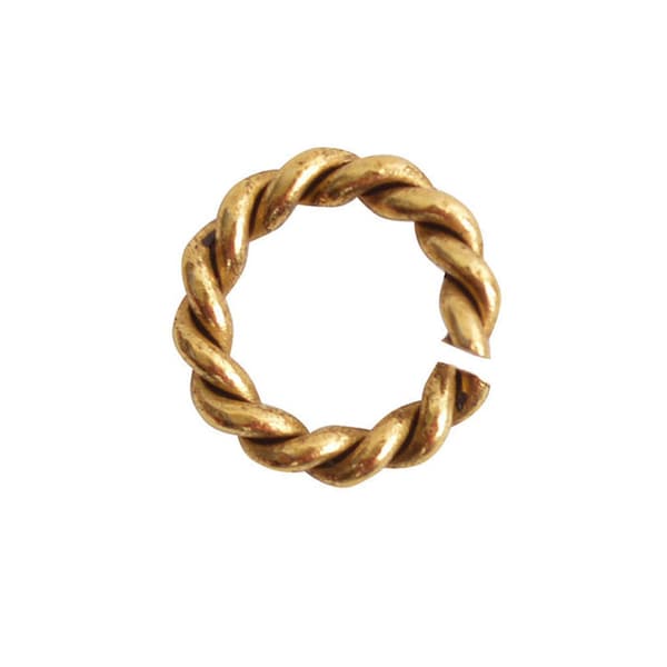 Nunn Design-Findings-Mini Rope Round Open Jump Ring-Antique Gold-Quantity 5