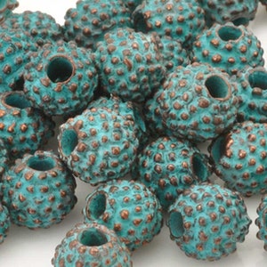 Casting Beads-13mm Coarse-Green Patina-Quantity 1