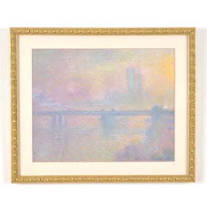 Vintage Ornate Frame With &quot;Charing Cross Bridge London&quot; Claude Monet Impressionist Painting Print, Wall Art Decor