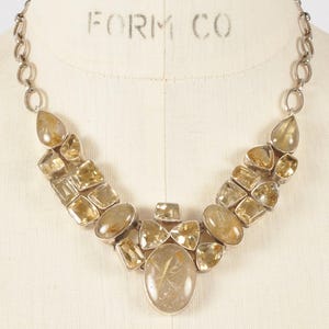 Vintage Jewelry-Handmade Sterling Silver Nature Inspired Rutilated Quartz-Necklace-Artist Jewelry