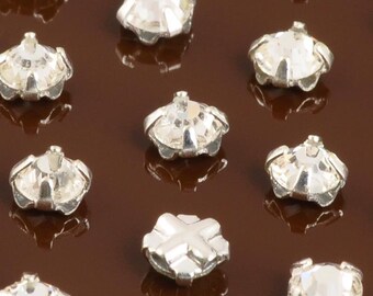 Beads-3.5mm Crystal Rhinestone Montees-Silver-Quantity 4