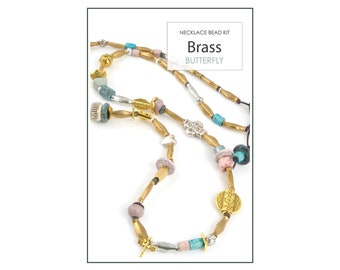 Bead Kits-Brass Butterfly-Single Necklace Kit-Gold-Quantity 1