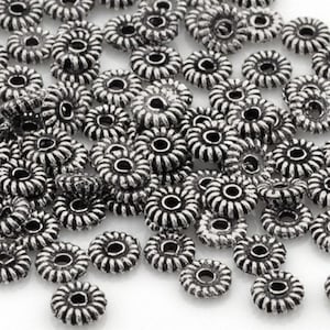 Casting-6mm Ridged Spacer-Antique Silver-Quantity 10