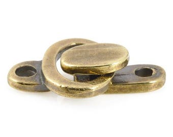 Casting Clasp-5x12mm Hook and 11x12mm Eye-Antique Bronze-Quantity 1