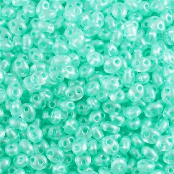 Seed Beads-2.5x5mm Twin Bead-236 Crystal Light Aqua Pearl-Czech-7 Grams