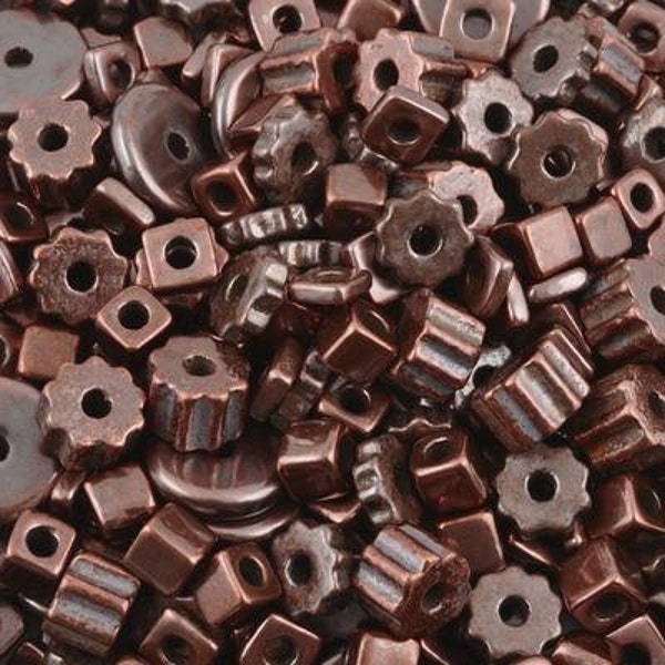 Ceramic Beads-Mix-Antique Copper-15 Grams