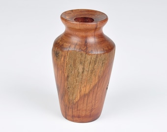 Vintage Hand Turned Rustic Live Edge Wooden Vase-Beautiful Grain and Form