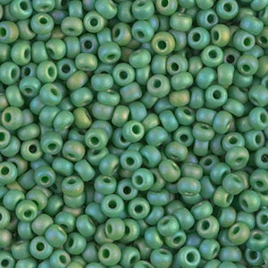 Seed Beads-8/0 Round-411FR Matte Opaque Green-Miyuki-16 Grams