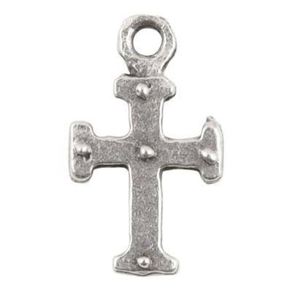 Casting Charm-9x15mm Tiny Medieval Cross-Antique Silver-Quantity 1