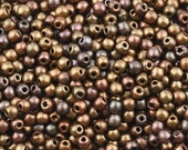 Czech Glass Beads-2mm Round Pressed-Matte Metallic Leather-Quantity 50 Loose Beads
