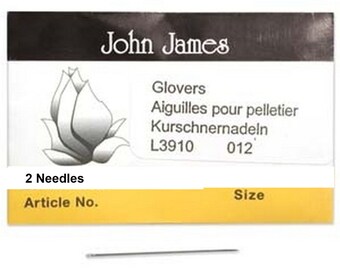Supplies-John James-Glovers Needles-Leather-Size 12-Quantity 2