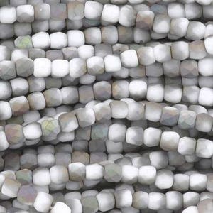Czech Glass Beads-2mm Fire Polished-Chalk White Vitrail Matte-Quantity 1