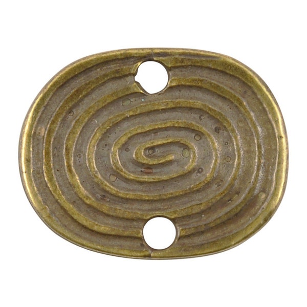 Casting-17x21mm Oval Spiral-Two Hole Connector-Antique Bronze-Quantity 1