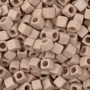 Ceramic Beads-5mm Cube-Dove Grey-Quantity 10