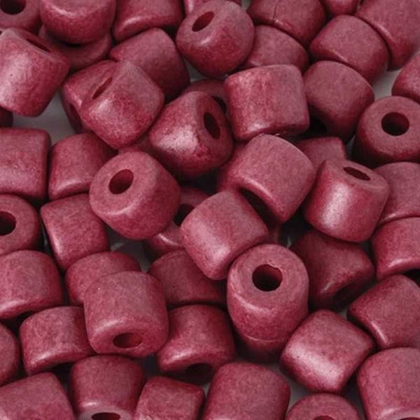 Ceramic Beads-6x8mm Tube-Bordeaux-Quantity 10