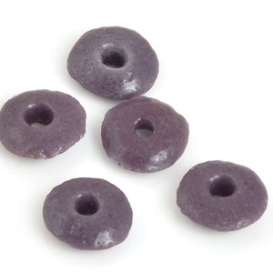 Glass Beads-14mm Pulverized Ashanti Saucer-Ghana-Purple-Quantity 5