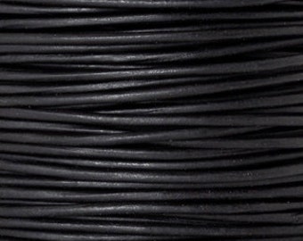 Leather-1mm Round Cord-Soft-Natural Black-2 Meters