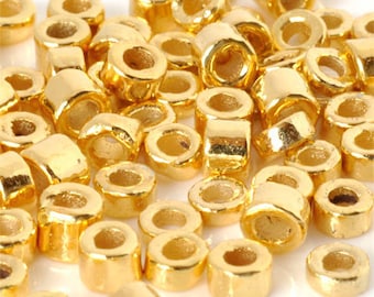 Ceramic-3mm Tube Beads-Gold-Quantity 20