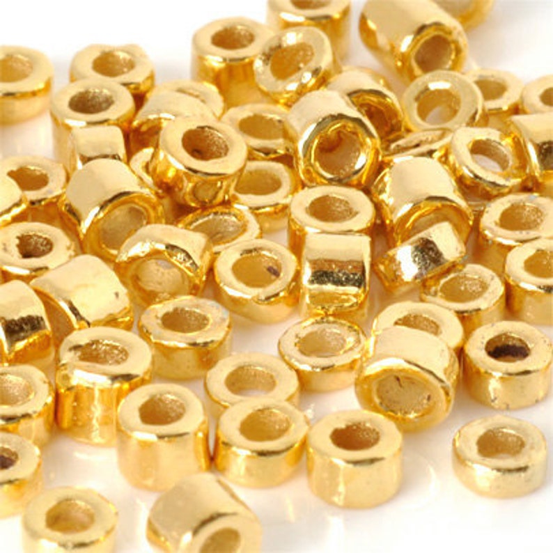 Ceramic-3mm Tube Beads-Gold-Quantity 20 image 1