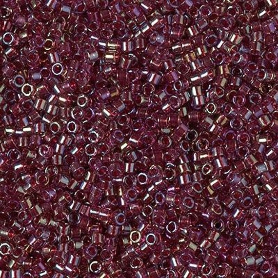 Seed Beads-11/0 Delica-2375 Inside Dyed Red-Miyuki-7 Grams