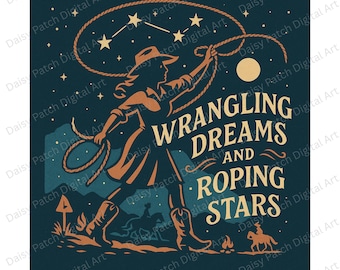 Retro Cosmic Cowgirl PNG, Western SVG (Digital Download)