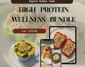 Paquete de plantillas para entrenadores de dietas altas en proteínas: plan de comidas, recetas, libro electrónico sobre aumento de masa muscular y pérdida de grasa, registro de pérdida de peso, plantilla para dieta alta en proteínas.
