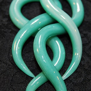 Faux Jade Twists Earrings for Stretched Lobes Gauges image 3